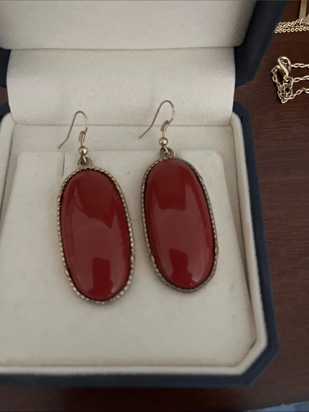 Red Oval Drop Earrings - Women Jewelry