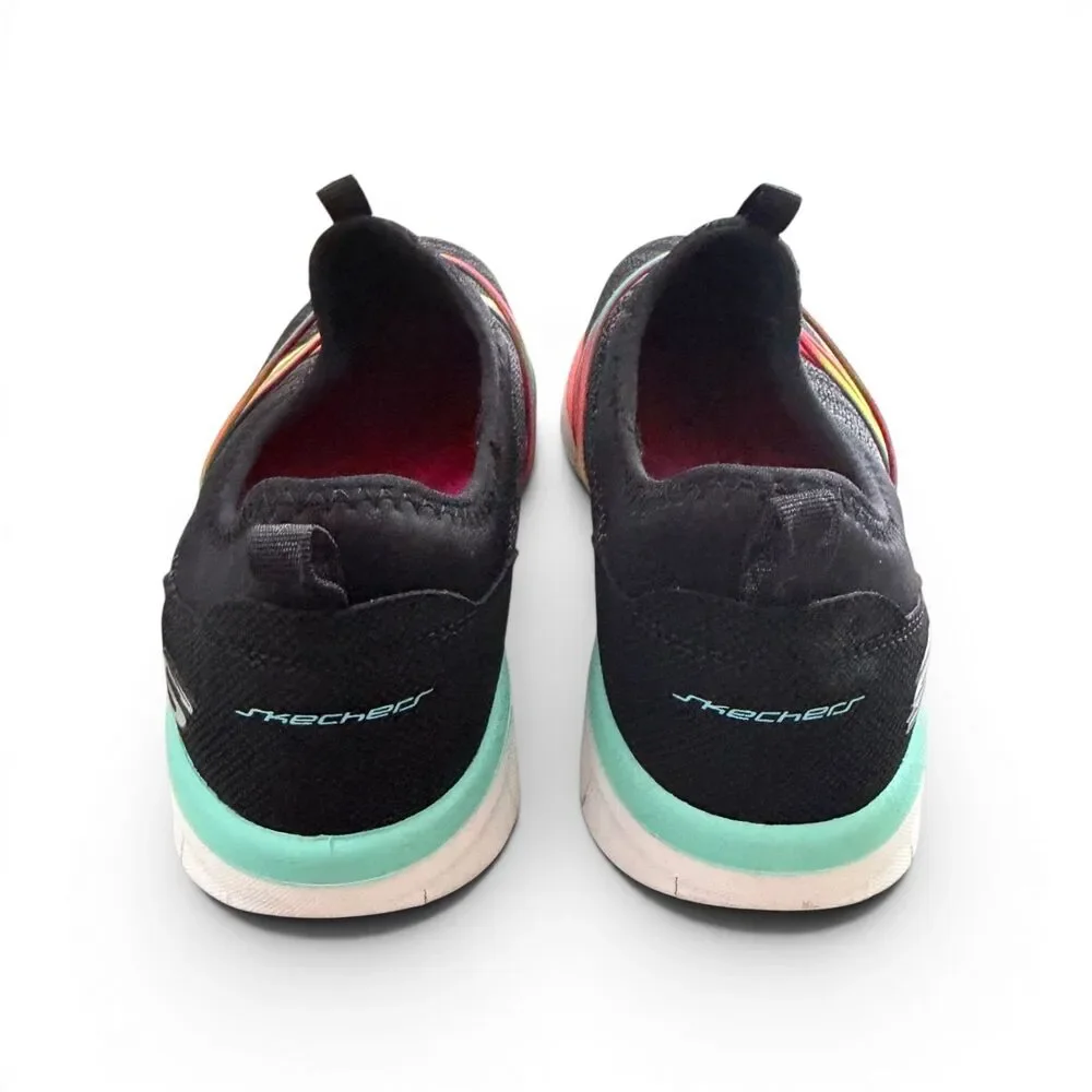 Skechers Air-Cooled Memory Foam Slip-On Sneakers Rainbow Women's 9 Black