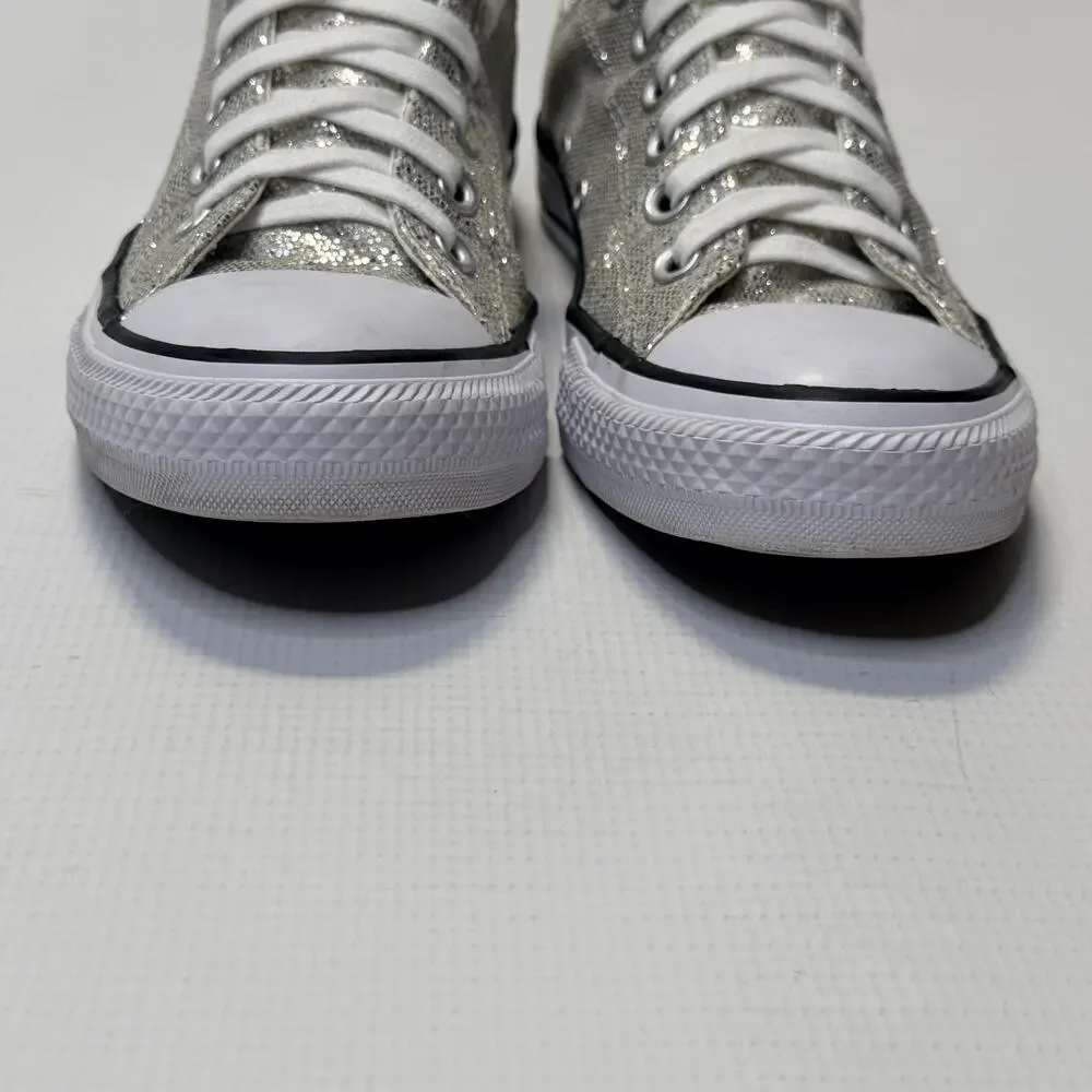 Converse Chuck Taylor All Star Shoes Womens Size 8 Silver Glitter Sneakers