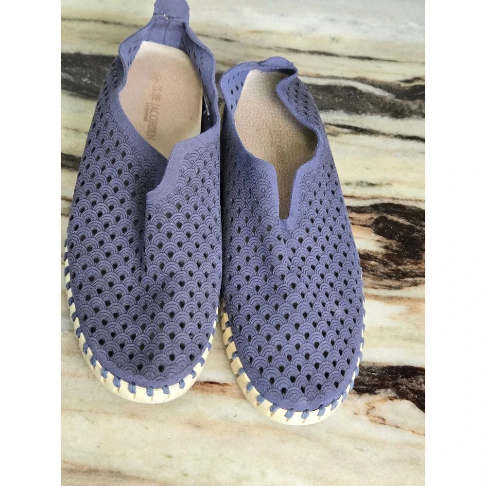 Ilse Jacobsen Tulip‎ 139 Blue Purple Laser Cut Slip On Shoes EU 38 US 7.5