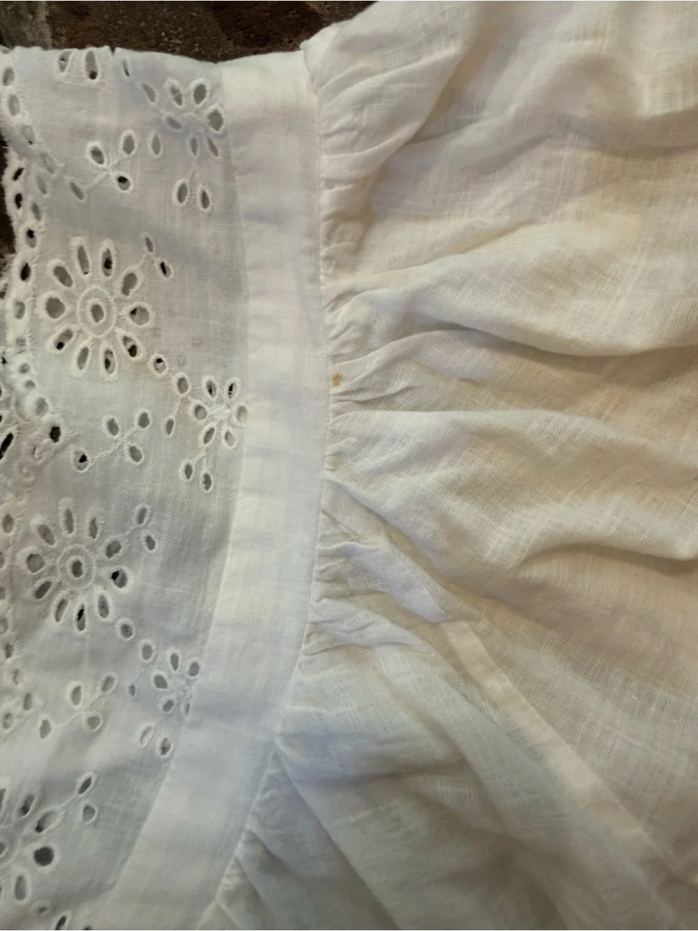 Free People White Eyelet V-Neck Peasant Blouse