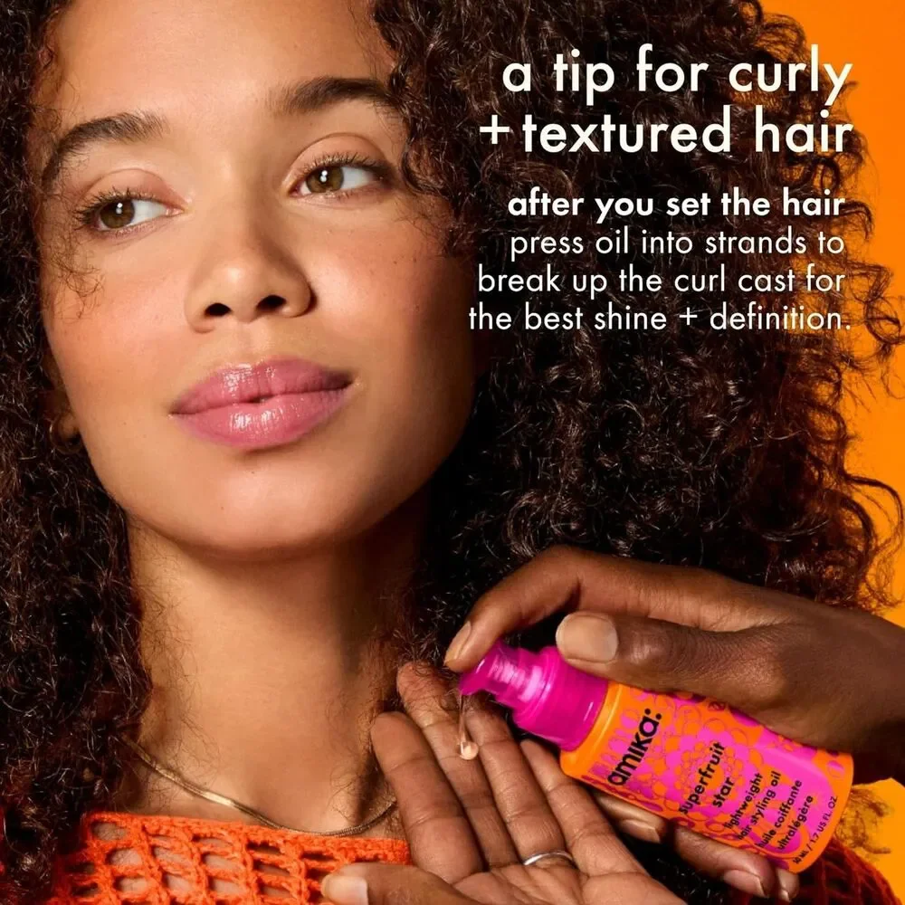 amika Superfruit Star Lightweight Hair Styling Heat Defense Oil All Hair 0.67oz