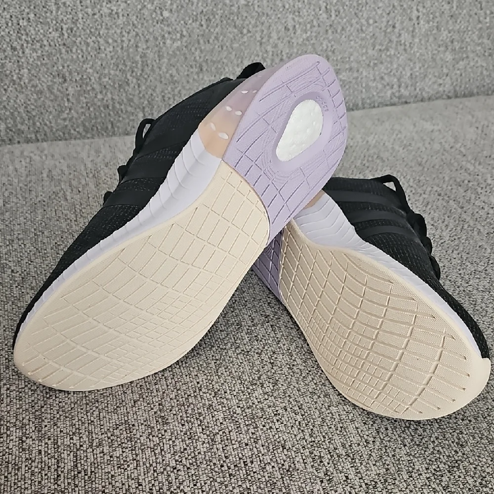adidas Black Knit Athletic Sneakers with White Sole