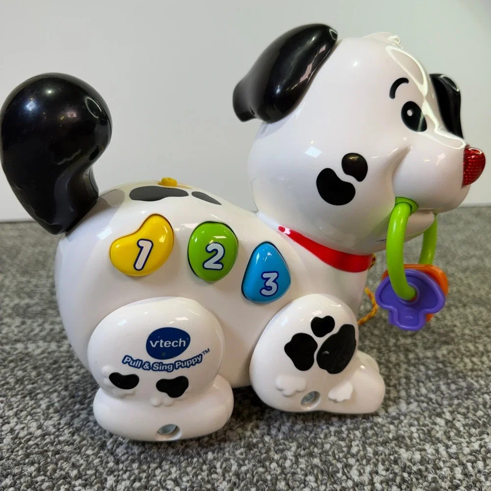 Vtech Pull and Sing Puppy Toddler Learning Toy Music Numbers White Black  253