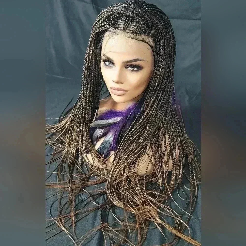 🔥100% Handmade Braided Wig  26” Auburn Ombre, Full Frontal 13x6, Straps & Combs