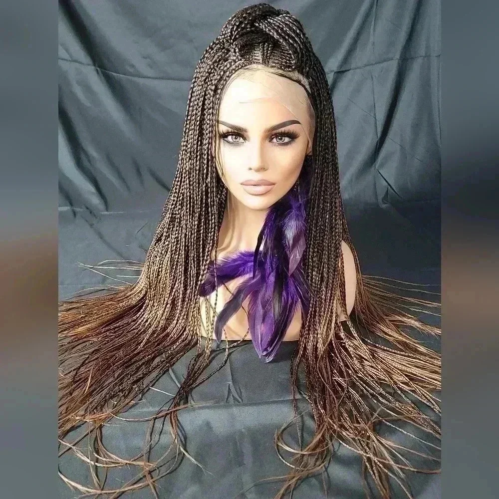 🔥100% Handmade Braided Wig  26” Auburn Ombre, Full Frontal 13x6, Straps & Combs