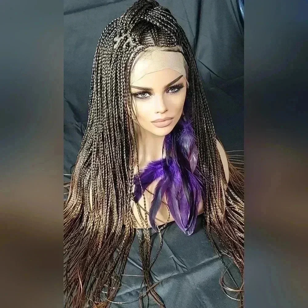 🔥100% Handmade Braided Wig  26” Auburn Ombre, Full Frontal 13x6, Straps & Combs