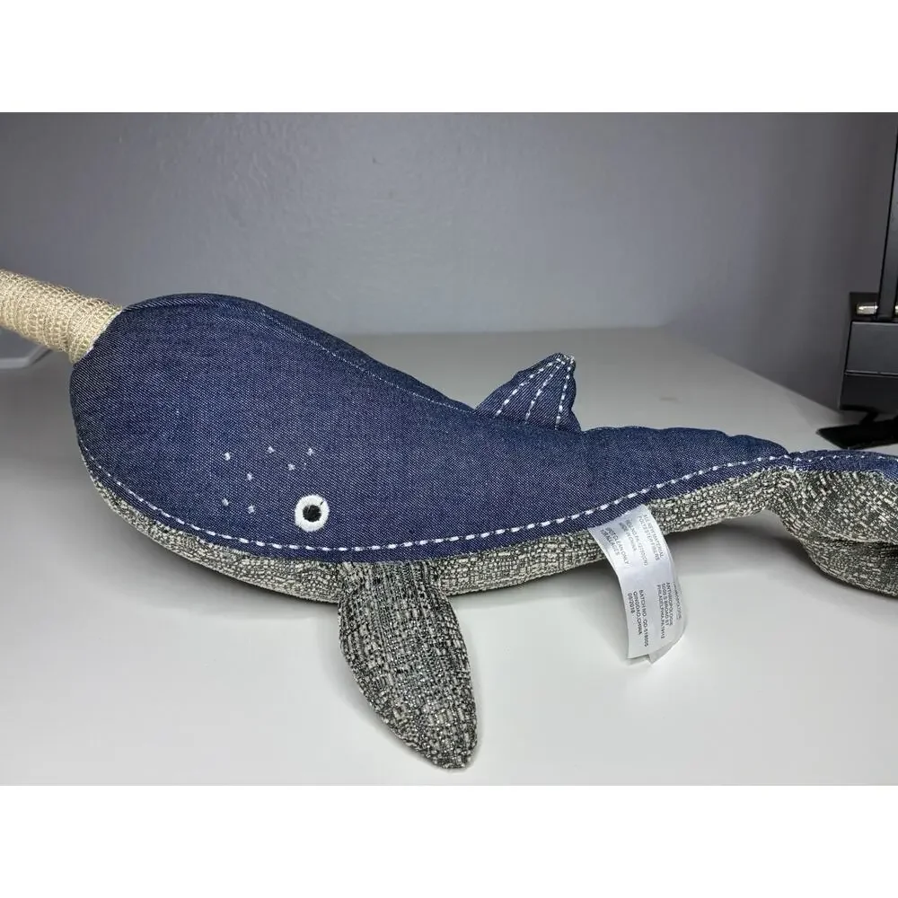 Anthropologie Narwhal Plush Whale Blue 12” Stuffed Animal 2018