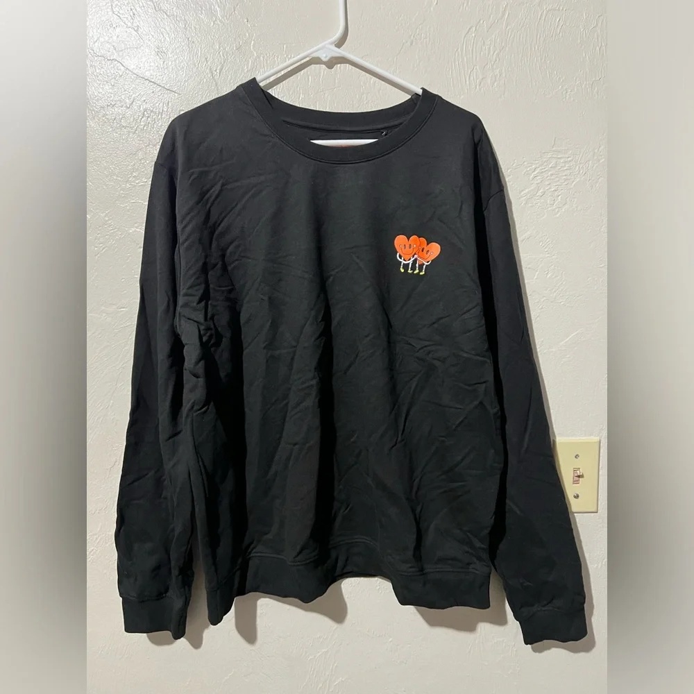 Black Crewneck Sweatshirt with Orange Graphic