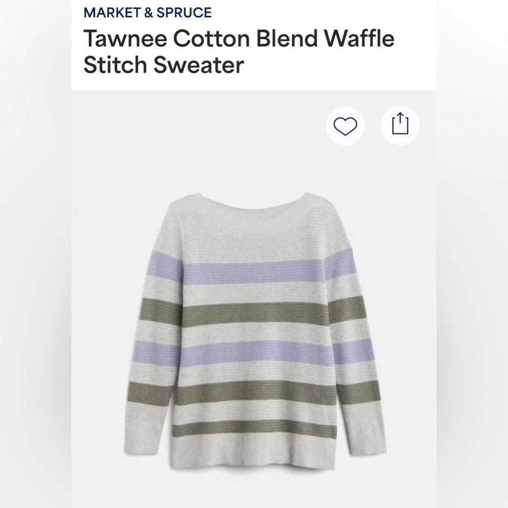 Market and Spruce, waffle Striped Gray, Green, and Purple Women's Sweater XLP