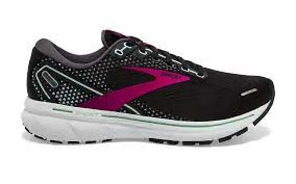 Brooks Ghost 14 Running Shoes Sneakers Lace Up Mesh Black Pink Yucca 10.5