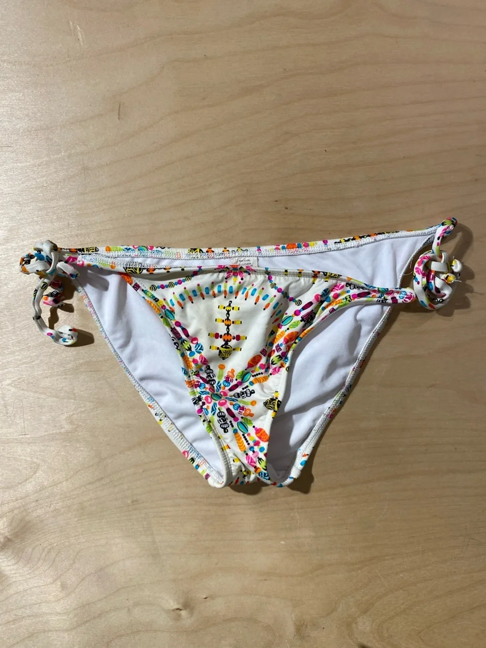 Colorful Floral Tie-Side Bikini Bottom Large (RG)