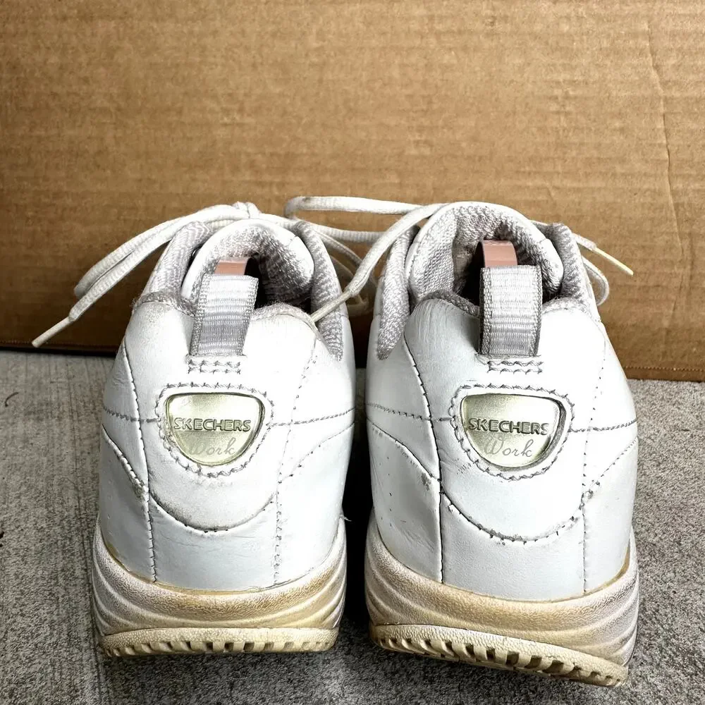 Skechers Toning Shoe Shape Ups Performance Sneakers Lace Up Leather White 8