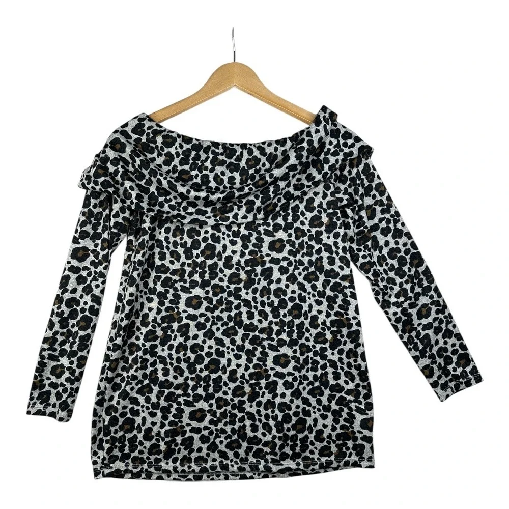 Loft Outlet Off The‎ Shoulder Long Sleeve Blouse size Small Tan/Black