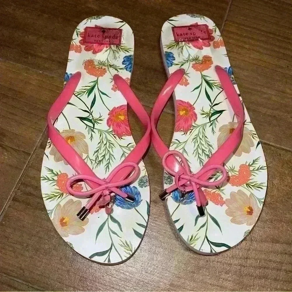 Kate Spade Petunia Pink Floral Flip Flop Sandals Size 9-10