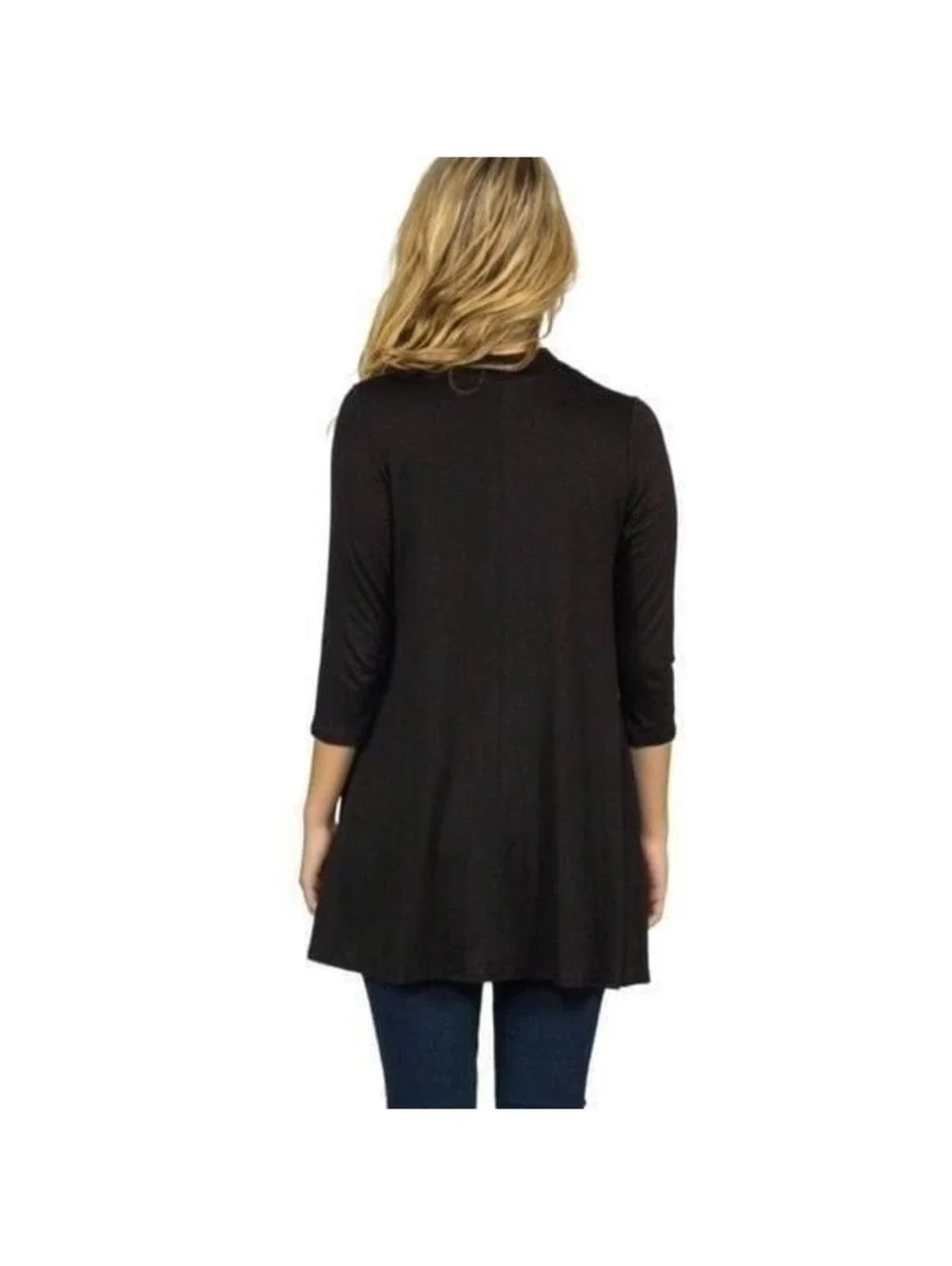 Black Bead Black 3/4 Sleeve Tunic Sz L