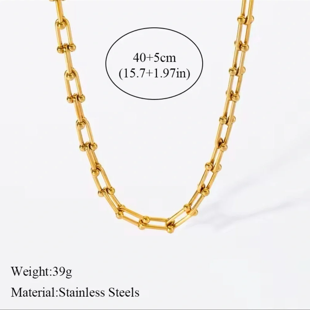 Hardware Graduated Link 18K Gold STAINLESS STEEL Waterproof Necklace