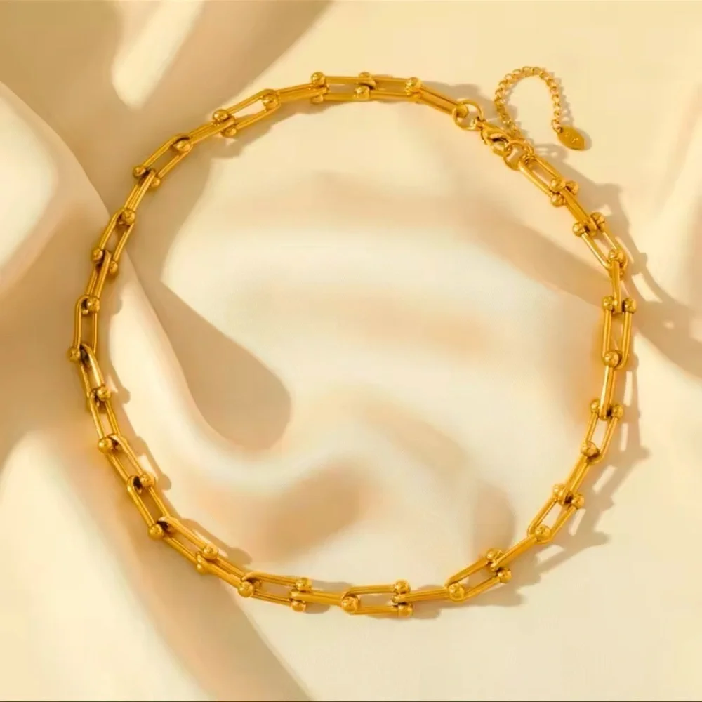 Hardware Graduated Link 18K Gold STAINLESS STEEL Waterproof Necklace