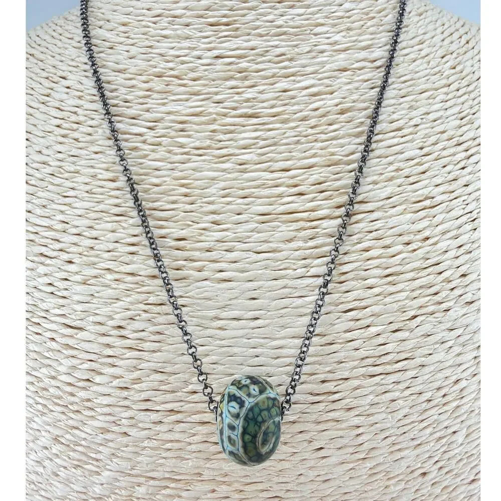 Artisan Spherical Millefiori-Style Art Glass Pendant Necklace