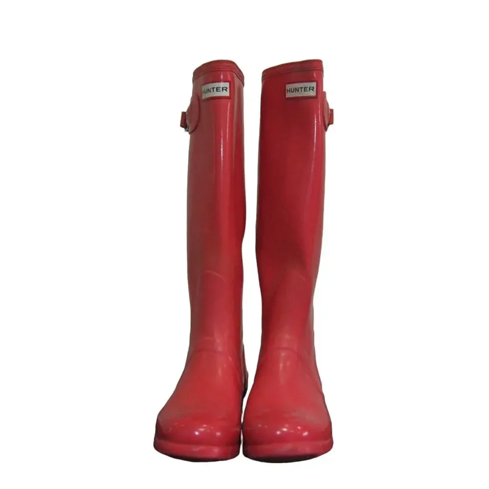Hunter Pink Original Gloss Rain Boots Sz 5F