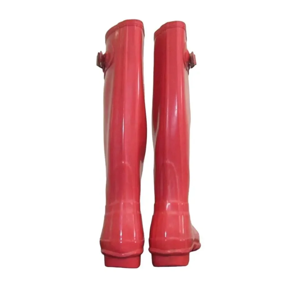 Hunter Pink Original Gloss Rain Boots Sz 5F