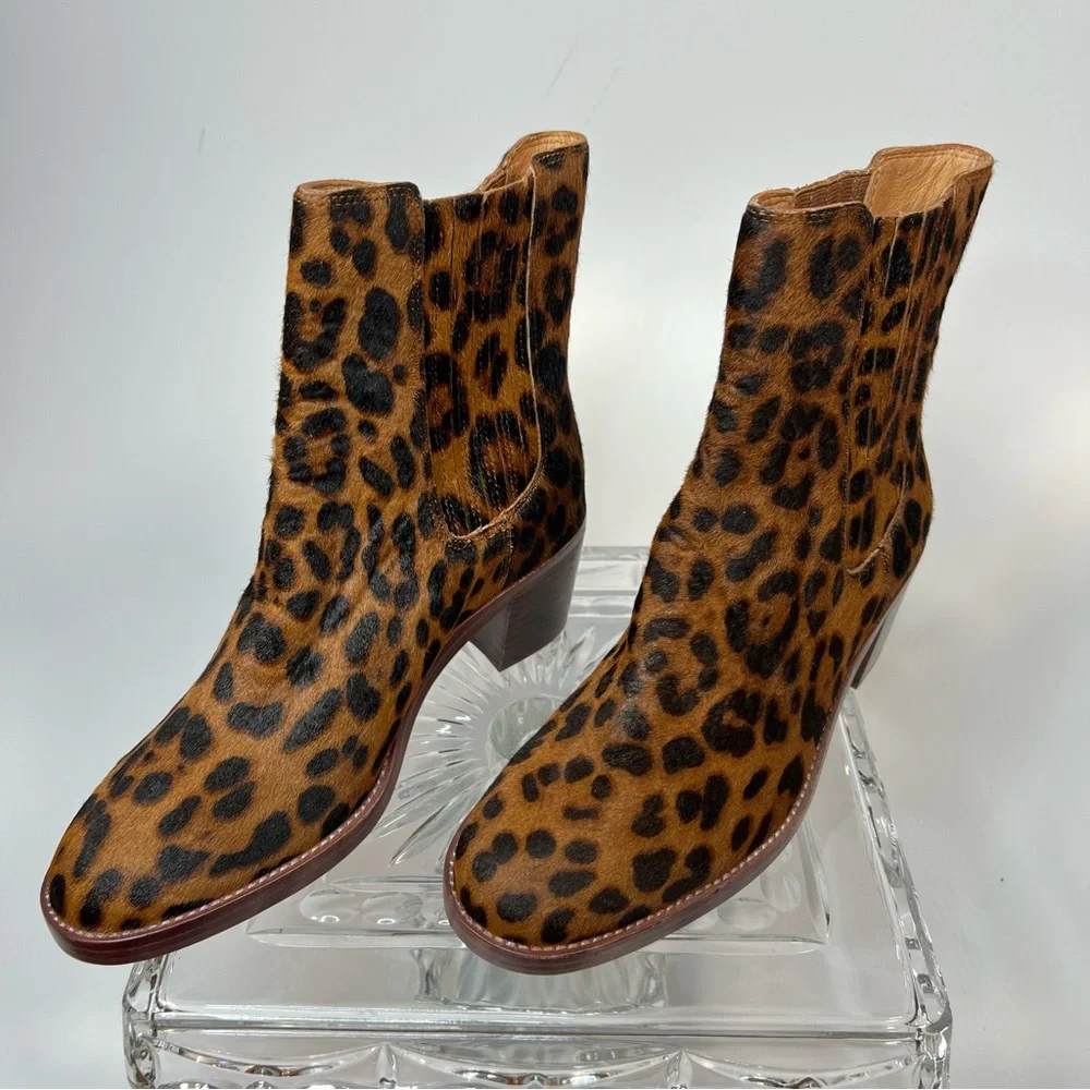 Madewell The Autumn High Chelsea Boot in Leopard Calf Hair- New