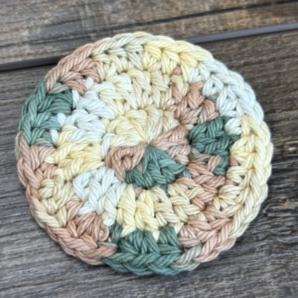 Handcrafted‎ Crochet Spiral Tawashi and Face Round Scrubbies Set Cotton Yarn