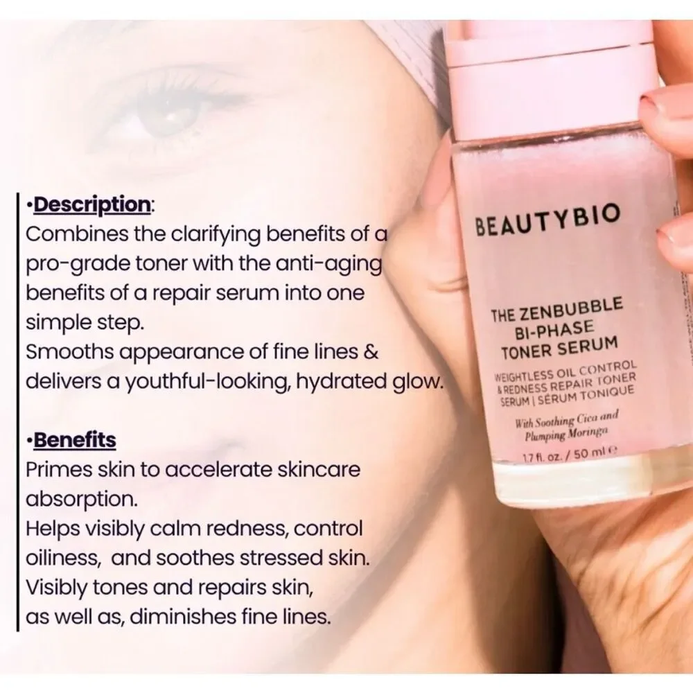 BeautyBio - NWT The Zen Bubble Bi-Phase Toner Serum. Full Size (1.7 oz) Sealed.