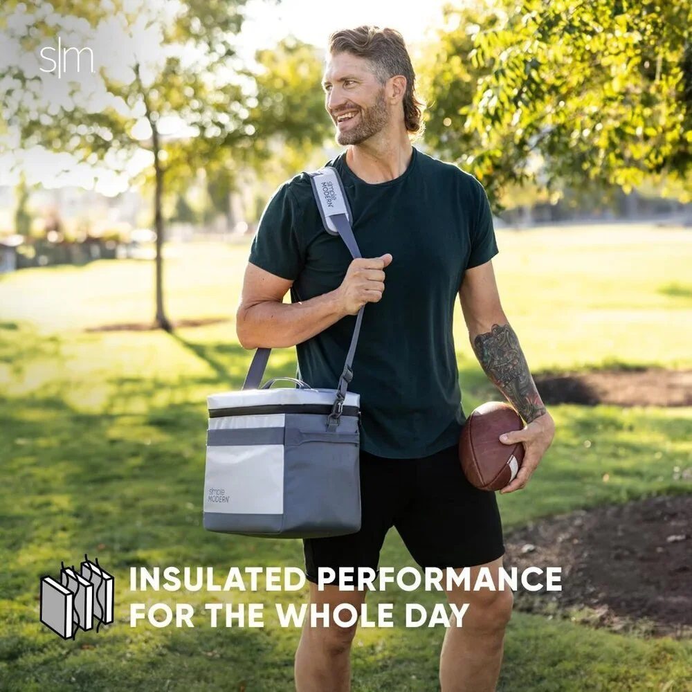 Men's Almond Birch Day Cooler Polyester Ice Cooler, Shoulder Strap Chest