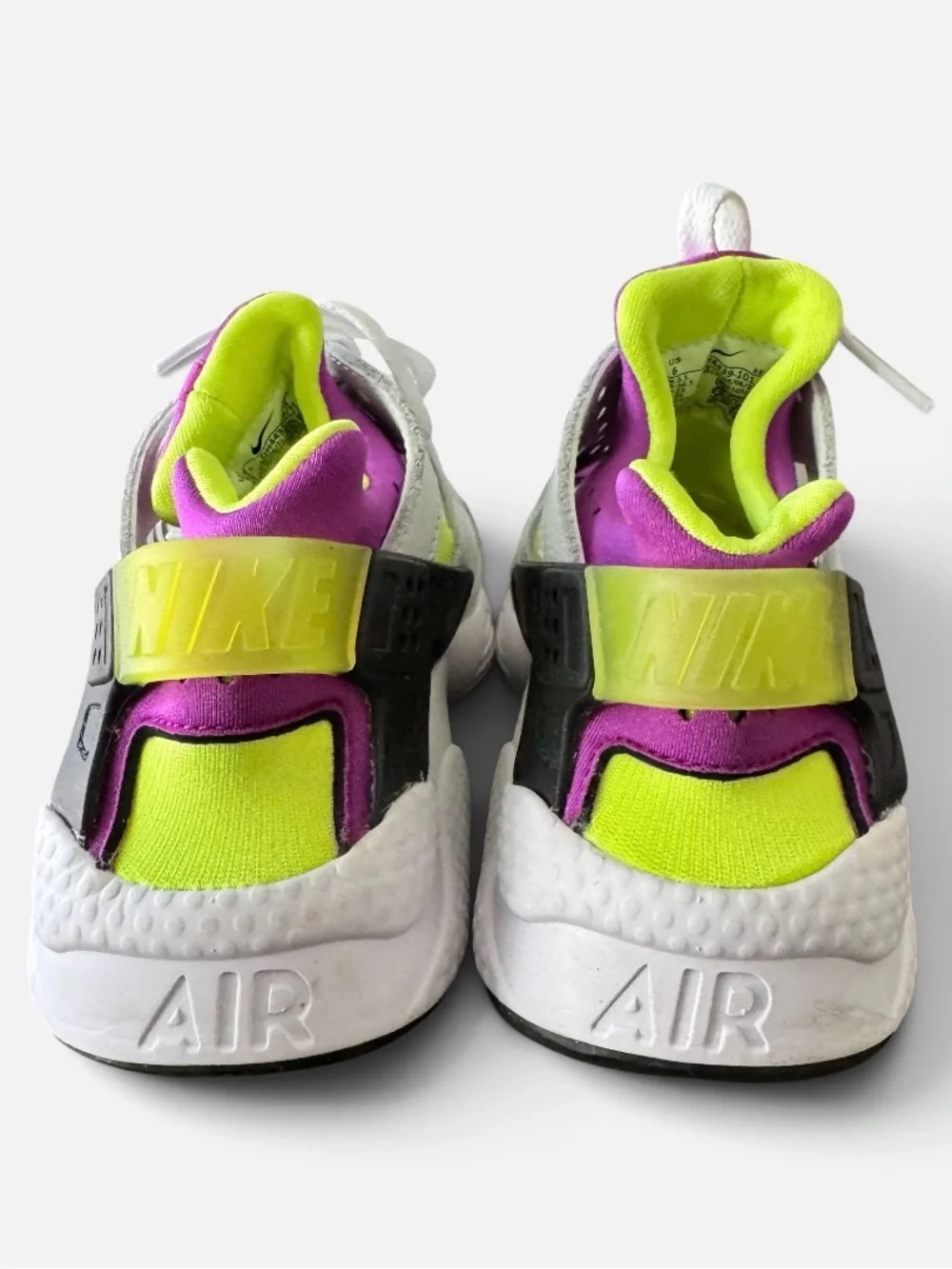 Nike Air Huarache Magenta Neon Yellow Womens Size 6 Running Shoes DH4439-101 EUC