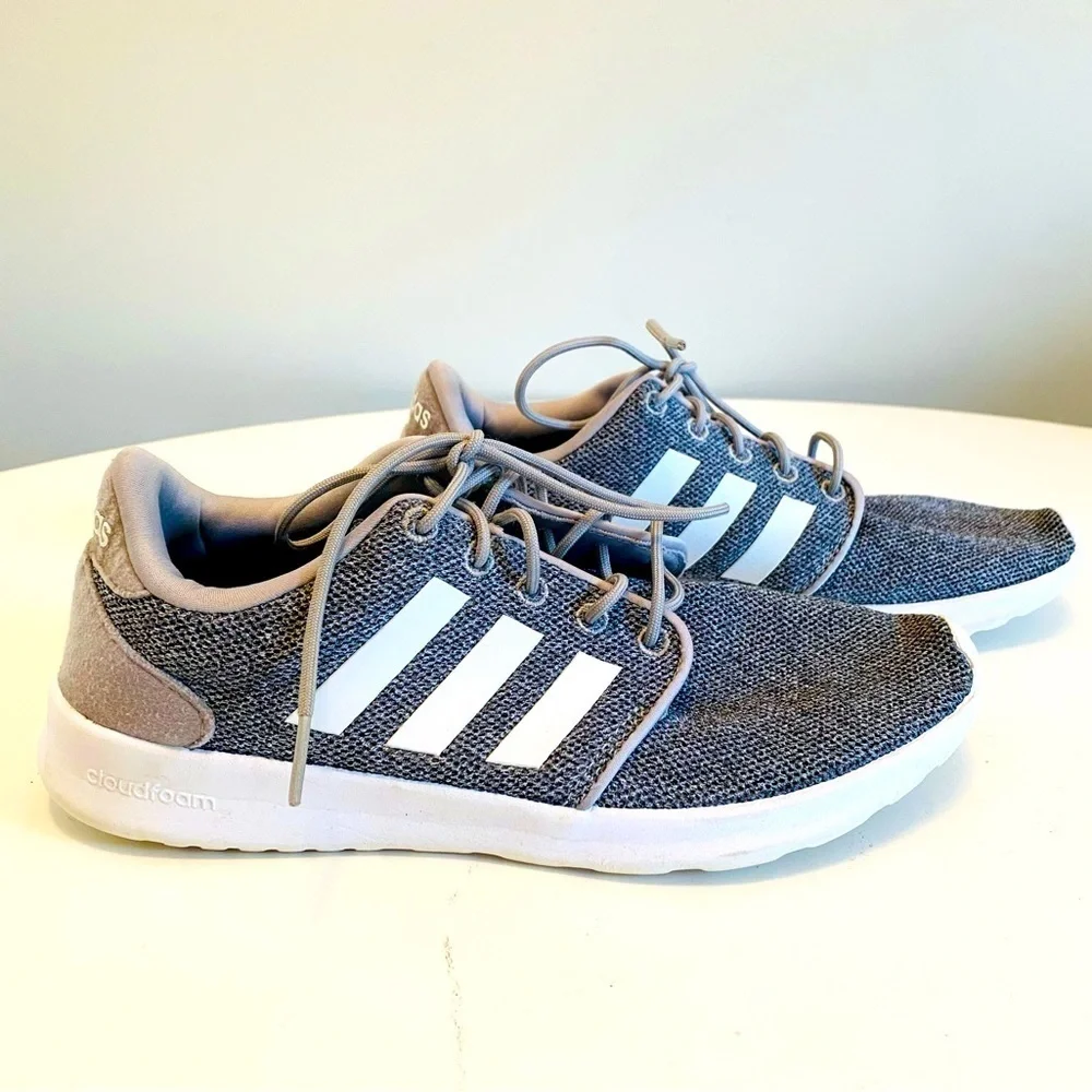 Adidas Womens Size 7 Cloudfoam Athletic Shoes Gray QT Racer Running Sneakers