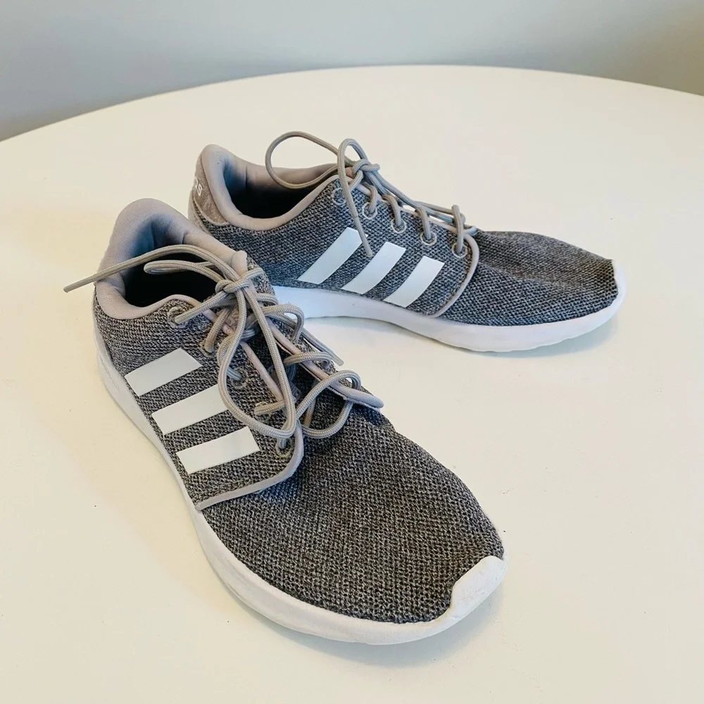 Adidas Womens Size 7 Cloudfoam Athletic Shoes Gray QT Racer Running Sneakers