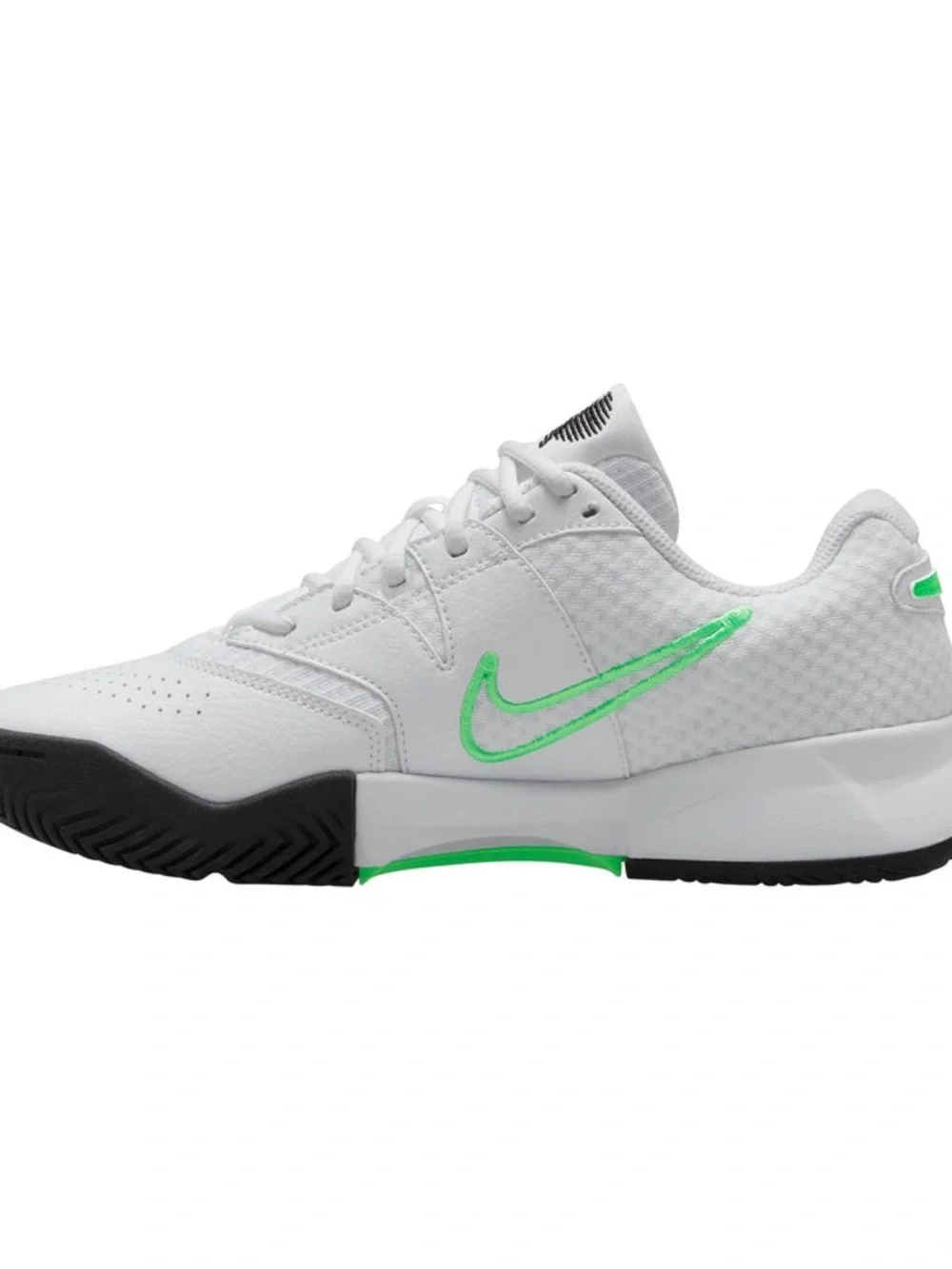 Nike White Sneakers with Bright Green Swoosh