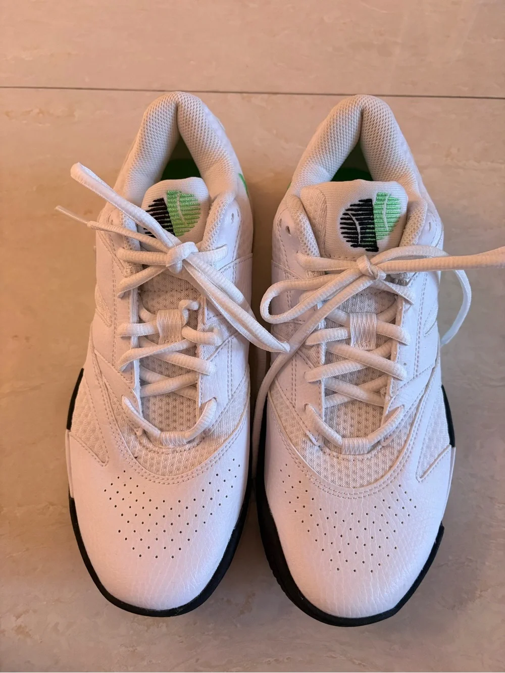 Nike White Sneakers with Bright Green Swoosh