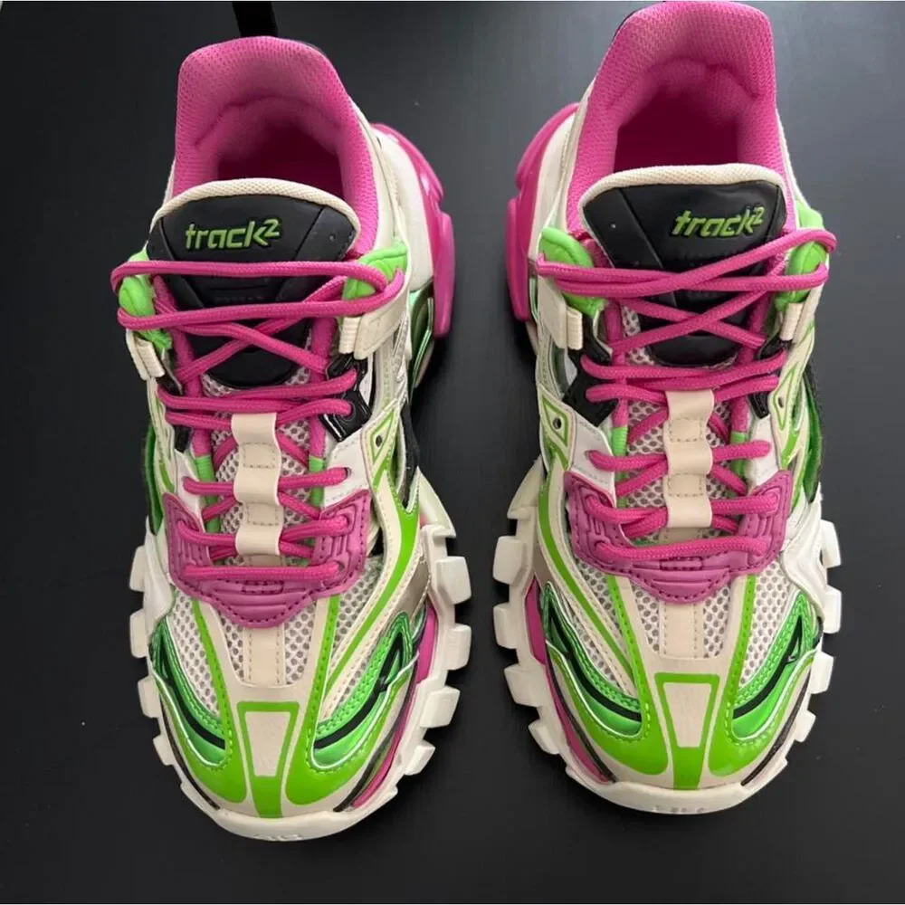 Balenciaga Women's Pink and Green Track 2.0