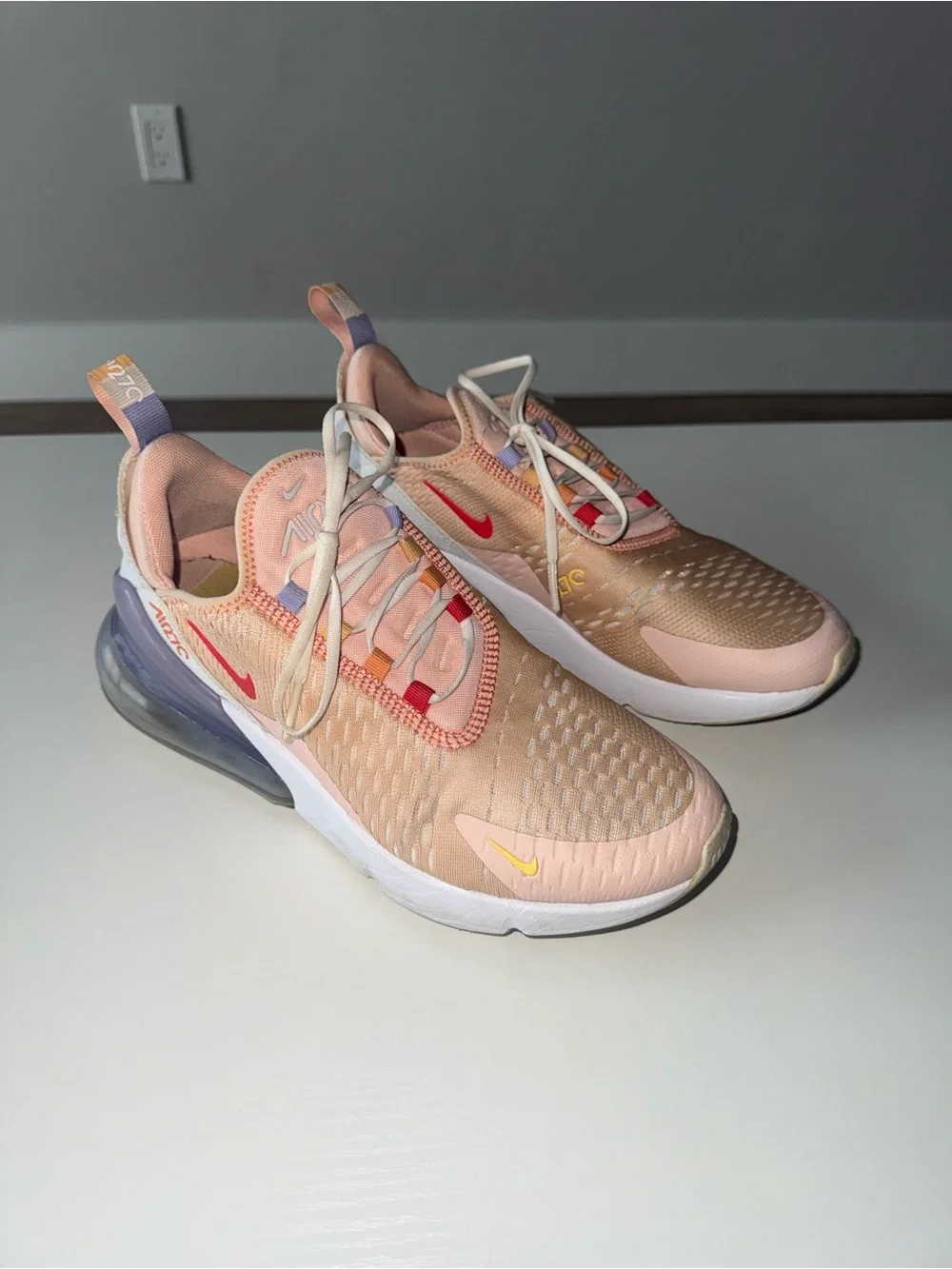 Nike Women’s Pink Peach Air Max 270 React Athletic Sneakers