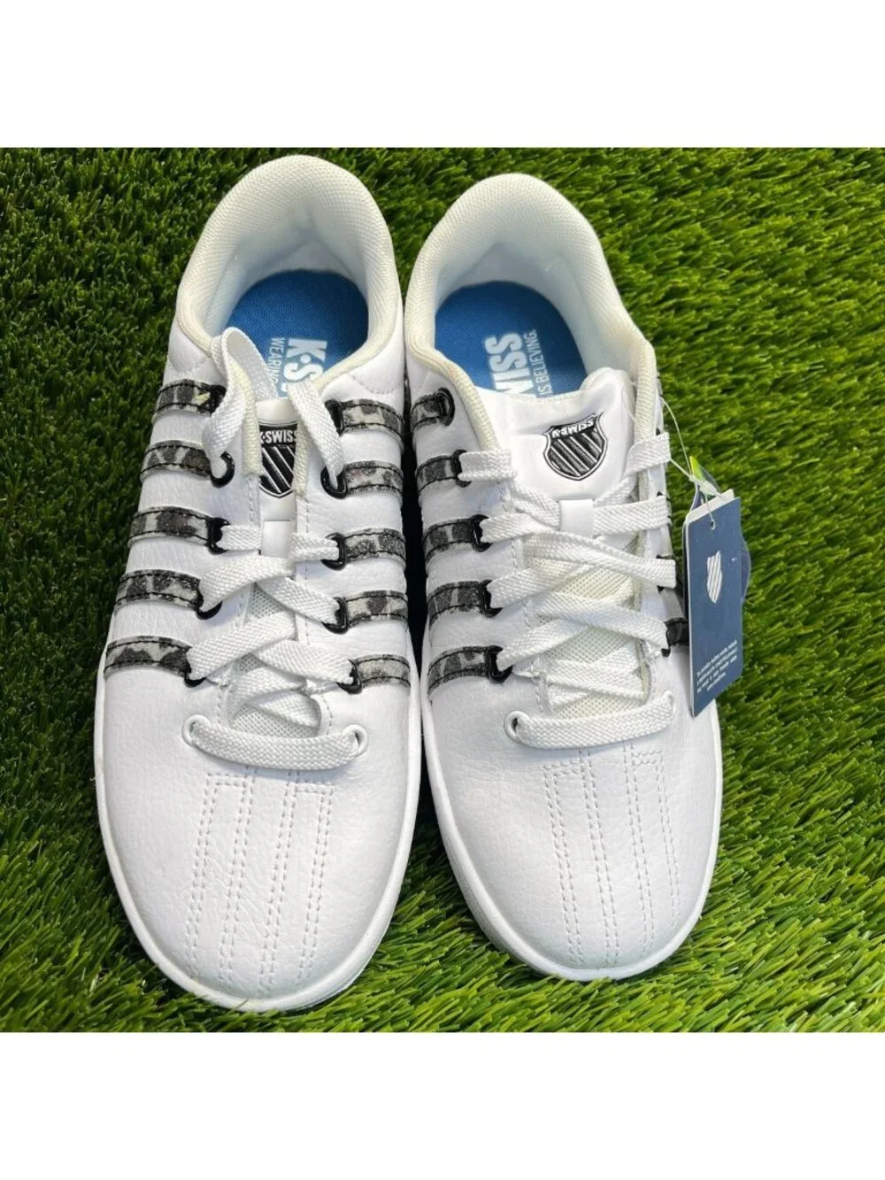 K-Swiss Court Pro II Leopard Womens Size 7 White Black Athletic Shoes Sneakers