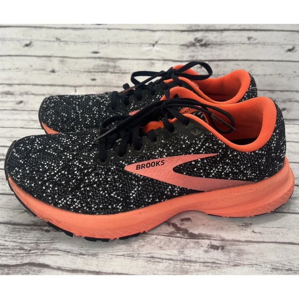 Brooks Launch 7 Shoes Womens Size 9 Black Coral Running Sneakers 1203221B079