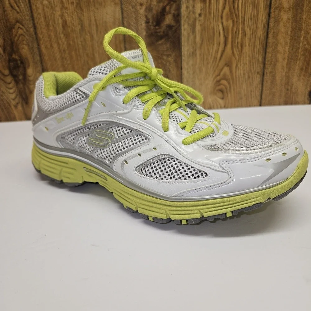 Skechers Tone Ups Shoes Womens Size 10 White Lime Resalyte Walking Athletic Mesh