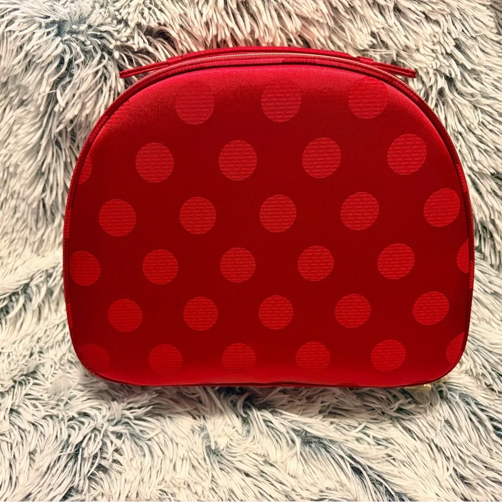 Estée Lauder 2025 Holiday Blockbuster Red polkadot Train Case Makeup Bag
