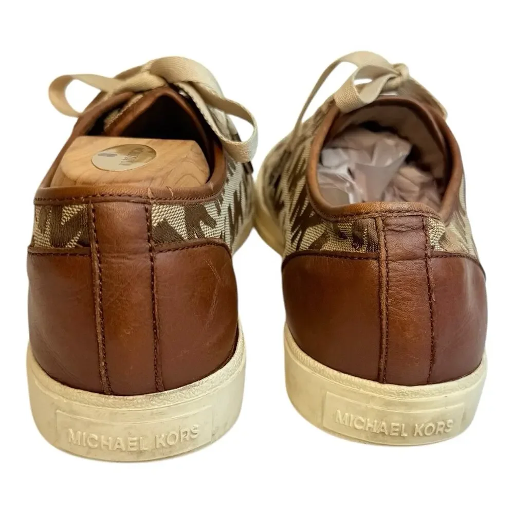 Michael Kors City Tan Brown Mk Signature Monogram Sneaker Shoe Women’s Size 10