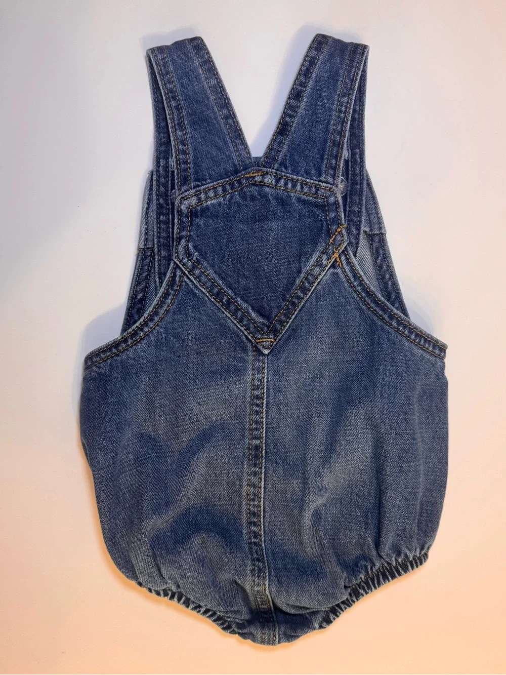 Old Navy Baby Denim Overall Bubble Romper 6-12M Blue Jean Shortalls