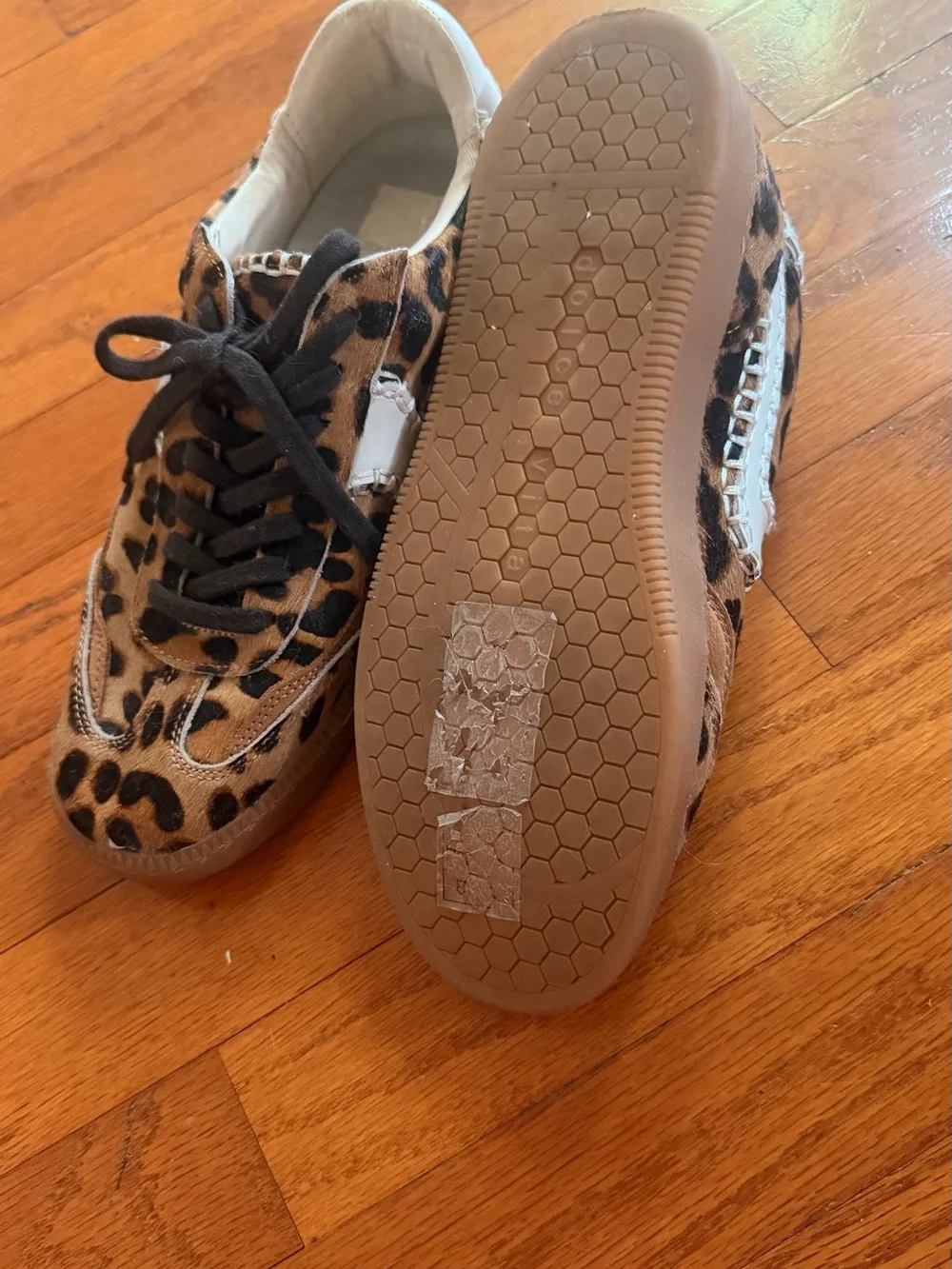 Dolce Vita Leopard Print Low-Top Sneakers in Brown and Black