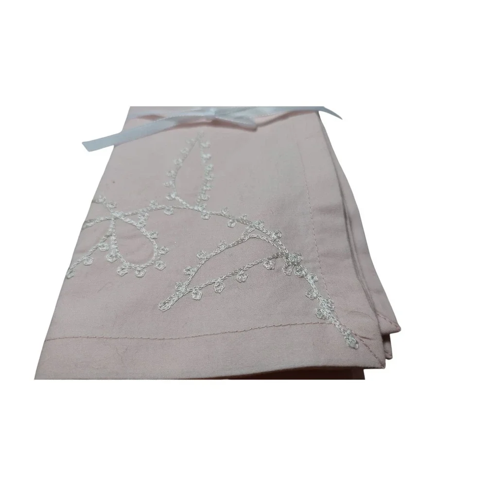 Villeroy and‎ Boch Embroidered Napkins Cotton Light Pink Peach Set of Four
