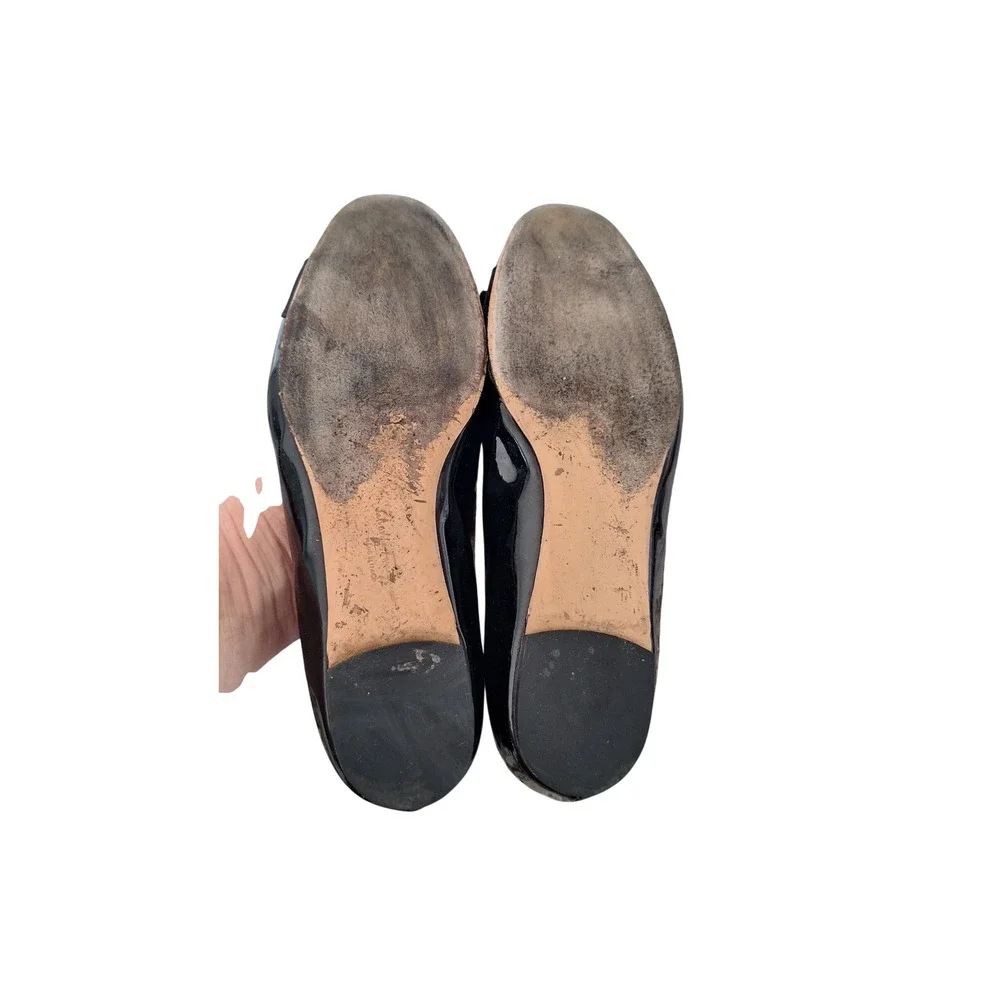 Salvatore Ferragamo Varina Black Patent Leather Bow Ballet Flats 5.5 C YW 05205