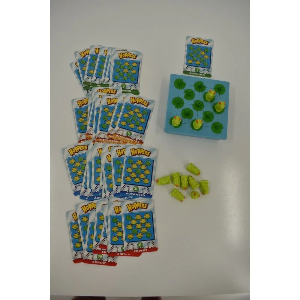 Vintage ThinkFun Hoppers Peg Solitaire Game 100% Complete Cards Frogs 1999