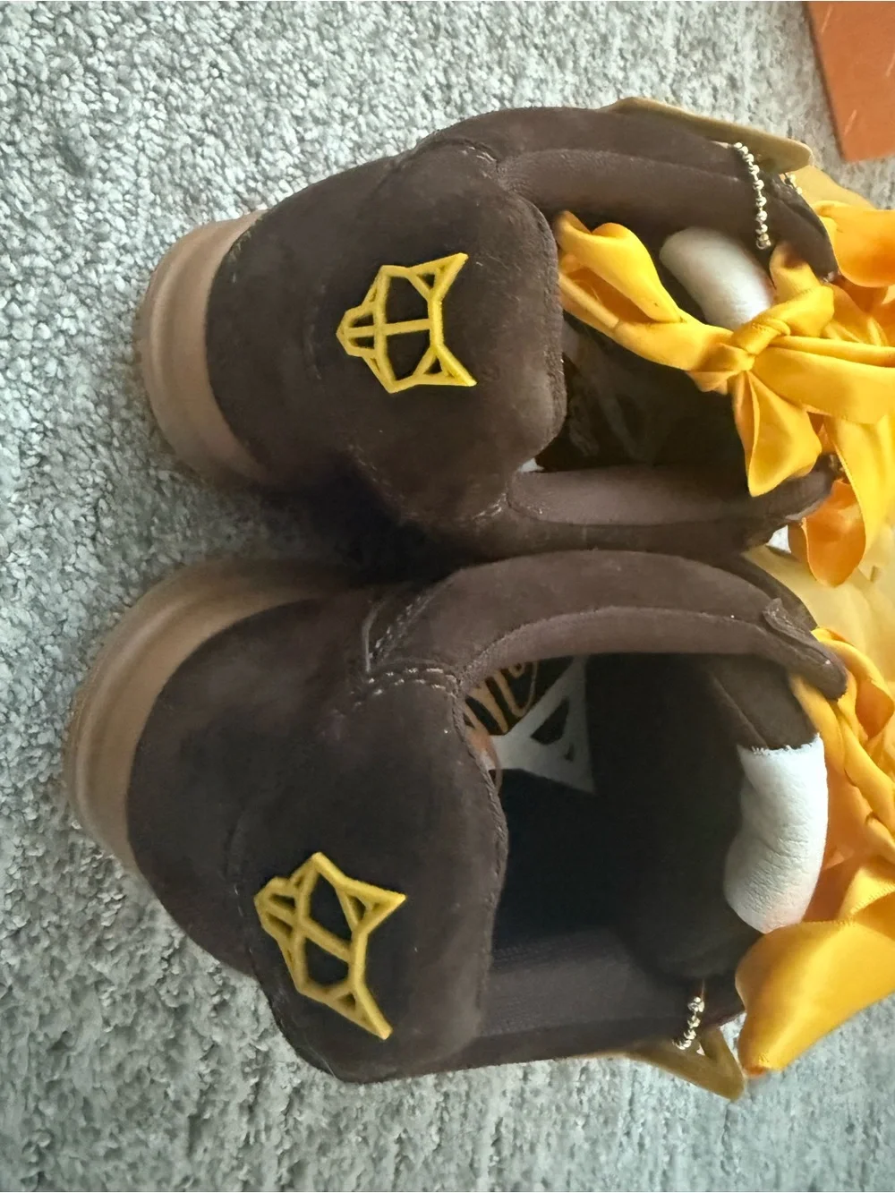 Naked Wolfe Suede Sneakers with Yellow Satin Ribbon Laces