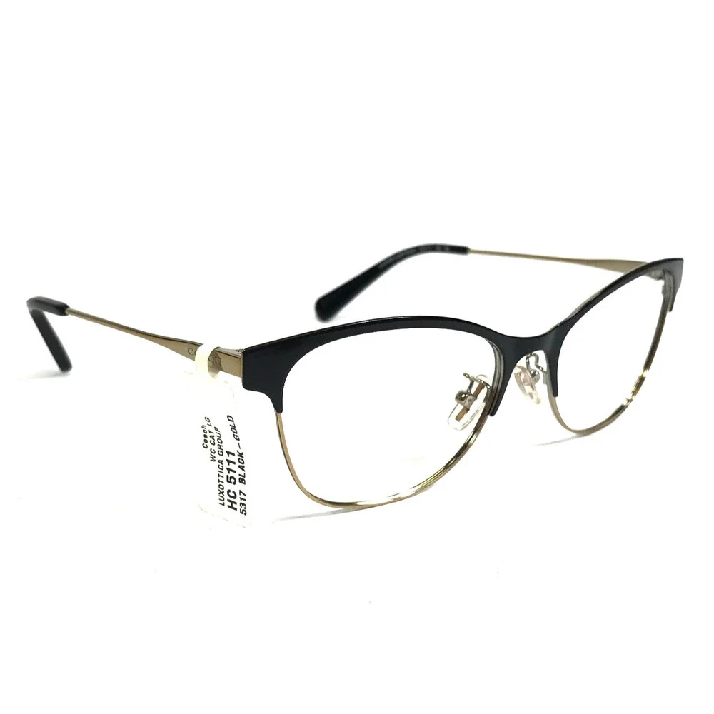 Coach Eyeglasses Frame HC5111 9346SB Light Gold Black Cat Eye Full Rim 53-17-140