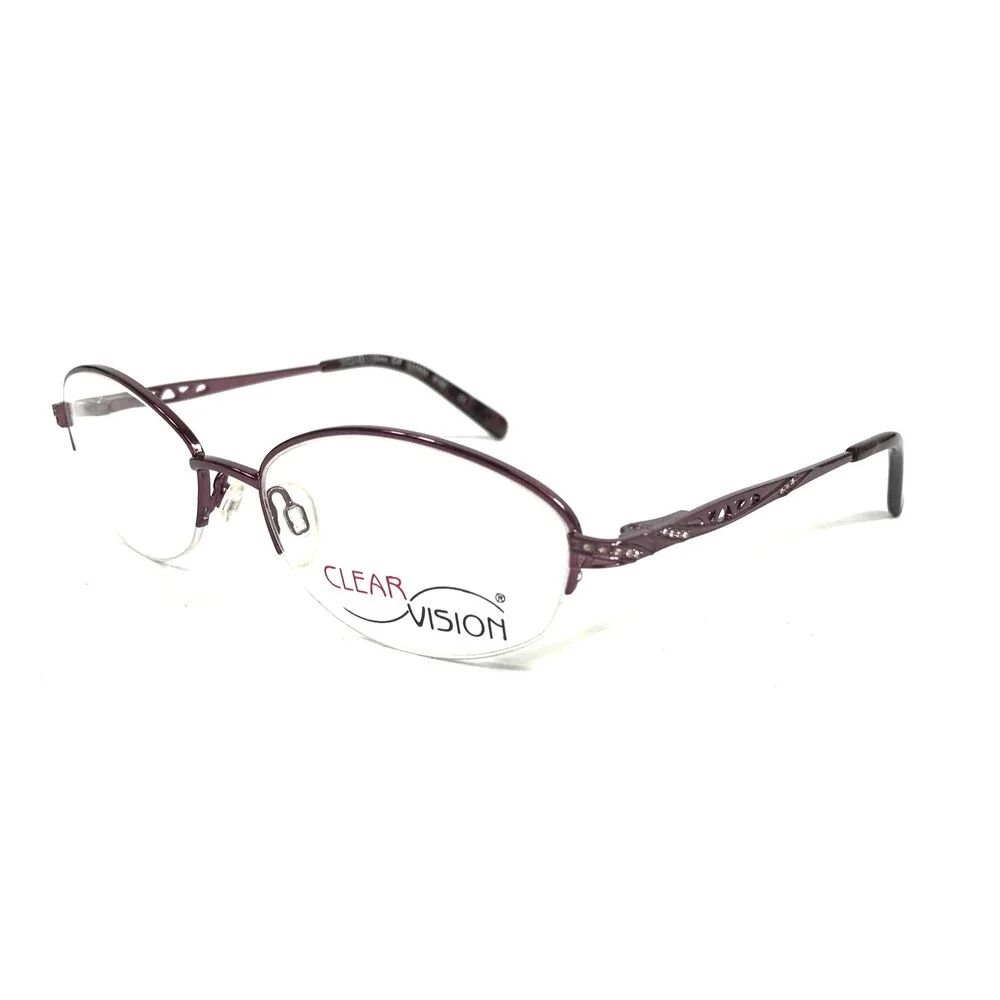 Clear Vision Eyeglasses Frames DEANNA WINE Purple Oval Half Rim 52-16-130