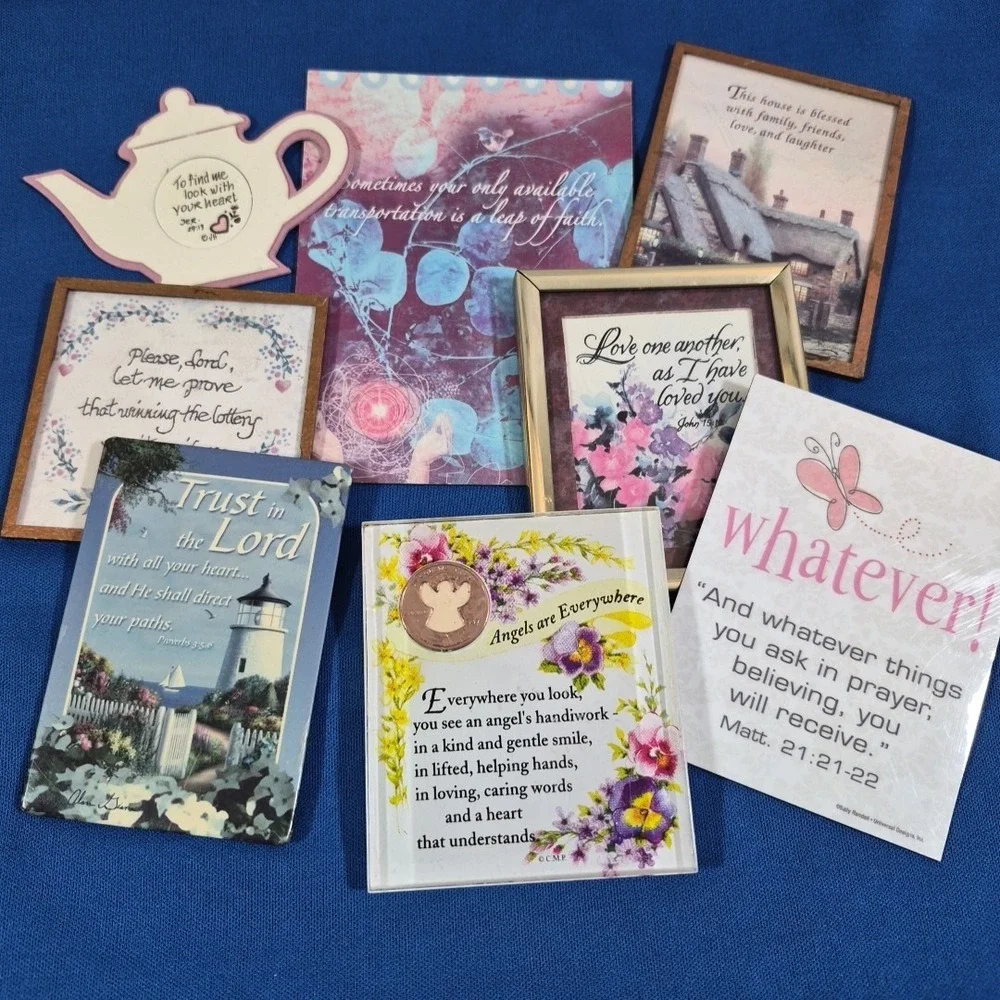 Vintage Fridge Magnets Christian Lot Of 8 Wholesome Bible Verses Cottagecore
